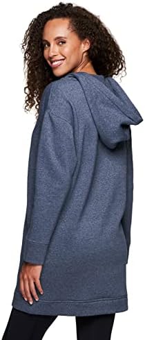 RBX Aktif Kadın 1/4 Fermuarlı Polar Kapüşonlu Tunik Sweatshirt Cepli Elbise