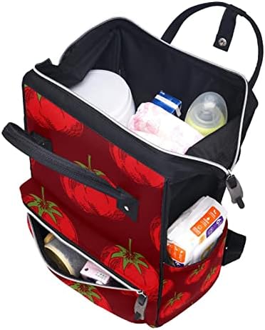 Kırmızı Retro Domates Desen bebek bezi çantası Sırt Çantası Bebek Bezi Değiştirme Çantaları Çok Fonksiyonlu Büyük