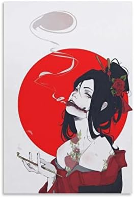 Japon Geyşa Poster Minimalist Odası Estetik Poster Asya Sigara Kız Duvar Sanat Tuval Sanat Poster Duvar Sanat Resim