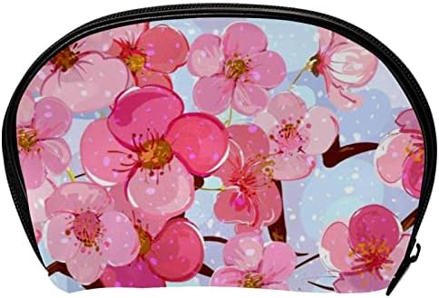 Asılı Seyahat makyaj çantası, Taşınabilir Makyaj Organizatör, Kozmetik Tutucu Fırça Seti, Bahar Çiçek Pembe Çiçek
