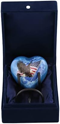 Ölümsüz Anılar Amerikan Zafer Kalp Keepsake Urn, Bayrak Kartal Mini Urn Külleri, Yükselen Vatansever Minyatür Standı,