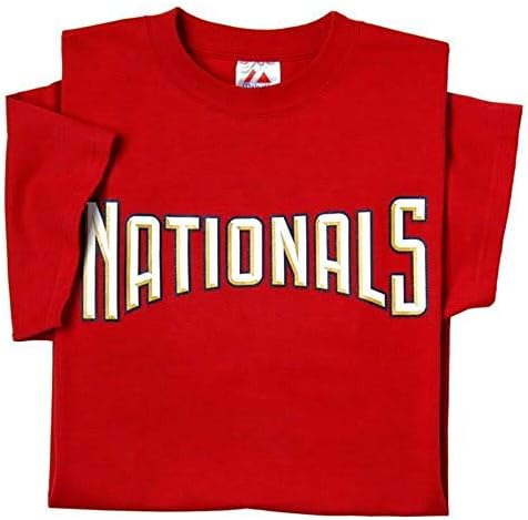 Majestic Atletik Washington Nationals (Yetişkin 3XL) Resmi Lisanslı Çoğaltma T-Shirt Jersey Kırmızı