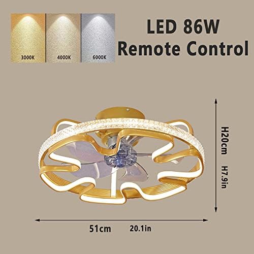 CATA-MEDİCA romantik 20 inç fan ışığı Tamamen kısılabilir aydınlatma modları tavan vantilatörü ışık yatak odası oturma