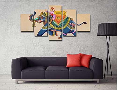 Tuval Duvar Sanatı Geleneksel Hint Fil Boyama Modern Yapıt Resim Duvar Oturma Odası Dekor için Rajasthani Jokey Poster