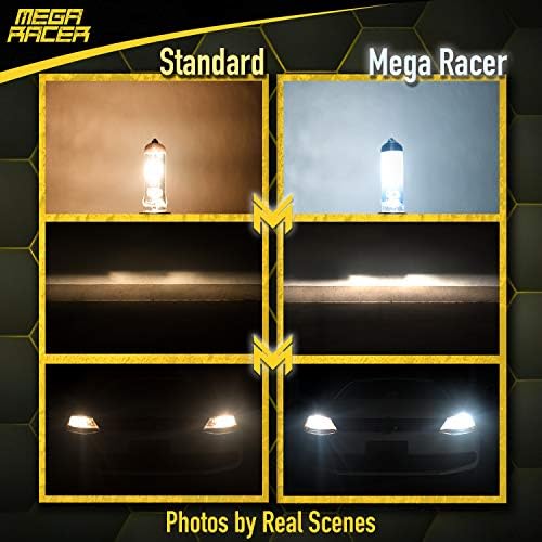 Mega Racer 9005 / HB3 Halojen kafa lambası ampulleri 5000 K Süper Beyaz 12 V 100 W, standart Halojen Değiştirme IP68