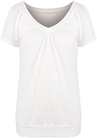 Xiloccer Bayan Tunik Üstleri kadın Yaz Gevşek Omuz V Boyun Moda Düz Renk kısa Kollu tişört Üst Bluz