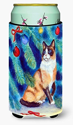 Caroline's Treasures 7155TBC Noel Ağacı Kedi Uzun Boy Hugger, Can Soğutucu Kol Hugger Makinede Yıkanabilir İçecek