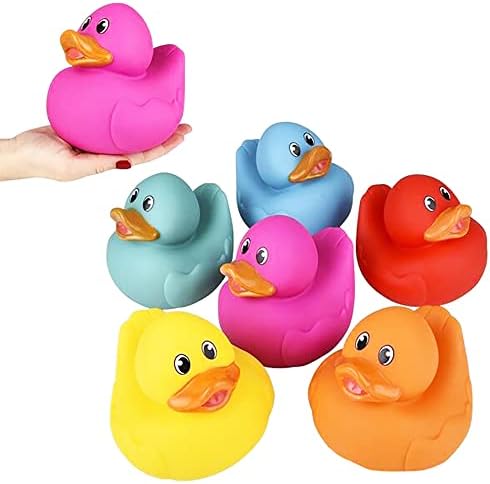 Büyük Lastik Ördek 5.5 Çocuklar için Çeşitli Renkli Oyuncak Ördekler, Altı Düz Renk, Banyo Doğum Günü Hediyeleri Bebek